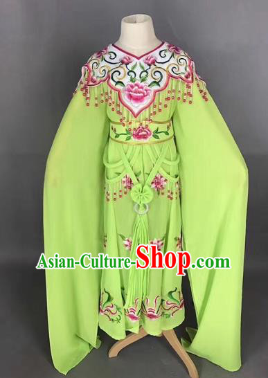 Traditional Chinese Peking Opera Costume Beijing Opera Actress Green Dress for Kids