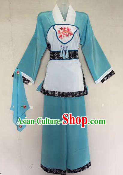 Traditional Chinese Peking Opera Servant-Girl Green Costume Beijing Opera Maidservant Dress for Adults