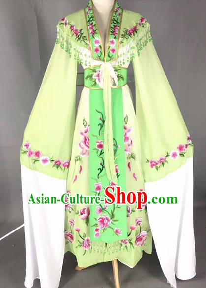 Chinese Peking Opera Actress Green Dress Traditional Beijing Opera Rich Lady Embroidered Costumes for Adults