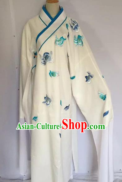 Chinese Traditional Beijing Opera Scholar White Robe Peking Opera Niche Clothing for Adults