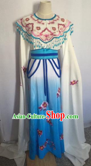 Chinese Ancient Peking Opera Young Lady Blue Dress Traditional Beijing Opera Diva Costumes for Adults