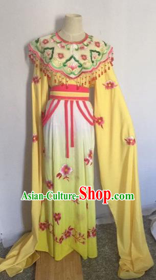 Chinese Ancient Peking Opera Young Lady Yellow Dress Traditional Beijing Opera Diva Costumes for Adults