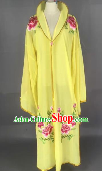 Traditional Chinese Peking Opera Diva Costume Beijing Opera Embroidered Yellow Cloak for Adults