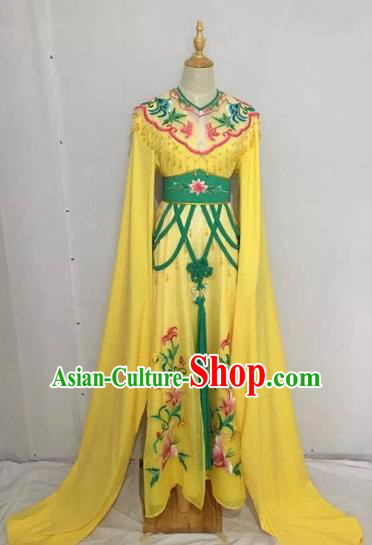 Traditional Chinese Peking Opera Rich Lady Costume Beijing Opera Diva Fairy Yellow Dress for Adults