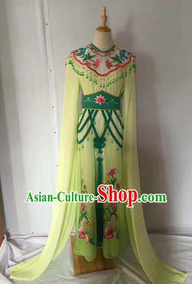 Traditional Chinese Peking Opera Rich Lady Costume Beijing Opera Diva Fairy Green Dress for Adults