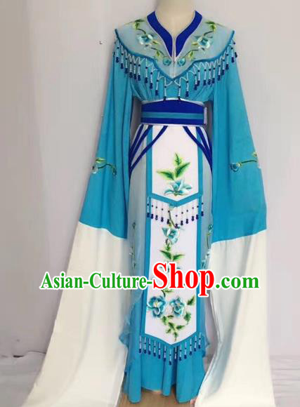 Traditional Chinese Peking Opera Princess Fairy Blue Dress Beijing Opera Diva Costume for Adults