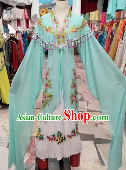 Chinese Shaoxing Opera Princess Green Dress Traditional Beijing Opera Diva Costume for Adults