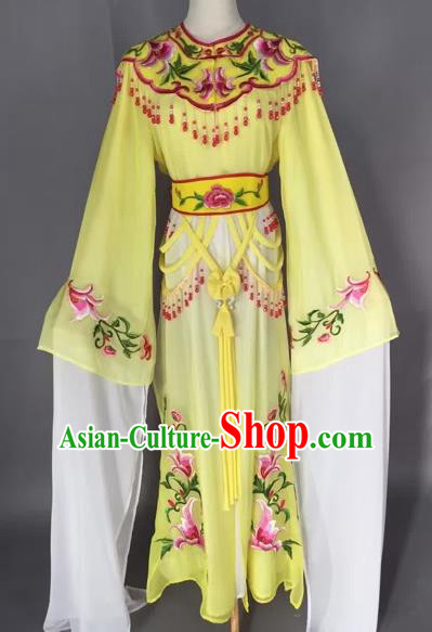 Chinese Beijing Opera Nobility Lady Yellow Dress Ancient Princess Costume for Adults