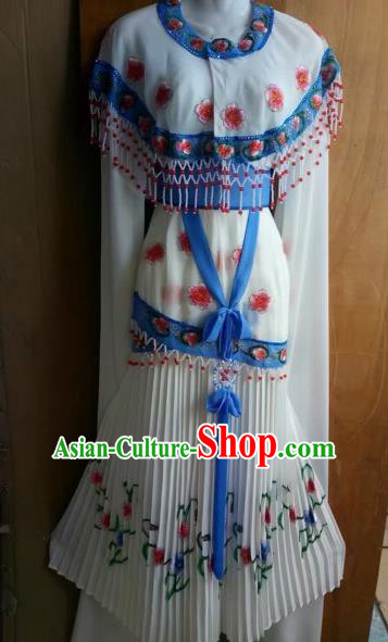 Chinese Beijing Opera Nobility Lady White Dress Ancient Princess Costume for Adults