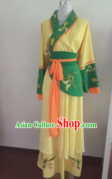 Chinese Huangmei Opera Maidservants Yellow Dress Traditional Beijing Opera Diva Costume for Adults