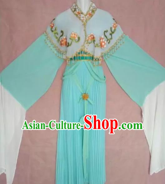 Chinese Traditional Peking Opera Rich Lady Blue Dress Ancient Princess Embroidered Costume for Adults