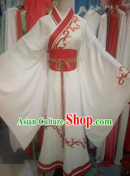 Chinese Traditional Peking Opera Diva White Hanfu Dress Ancient Palace Lady Costume for Adults