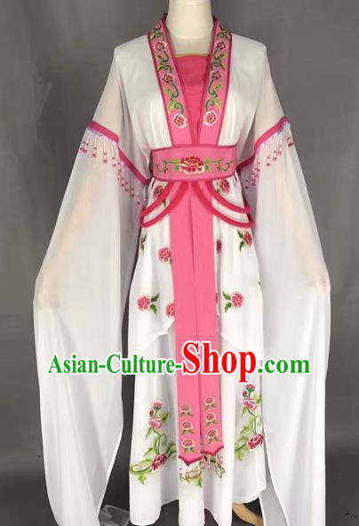 Chinese Traditional Peking Opera Diva White Hanfu Dress Ancient Palace Princess Costume for Adults