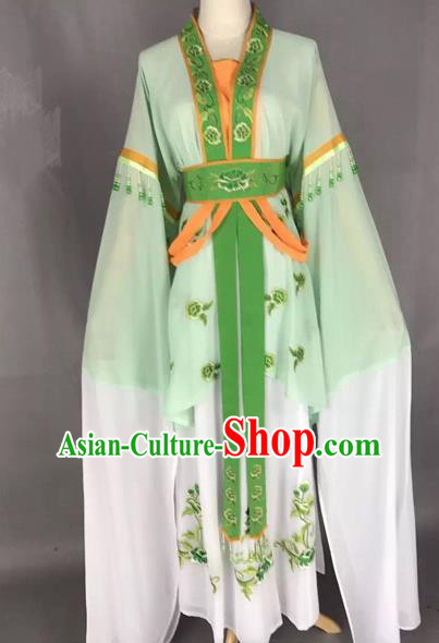 Chinese Traditional Peking Opera Diva Green Hanfu Dress Ancient Palace Princess Costume for Adults