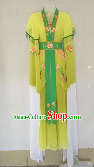 Chinese Traditional Peking Opera Diva Yellow Hanfu Dress Ancient Palace Princess Costume for Adults