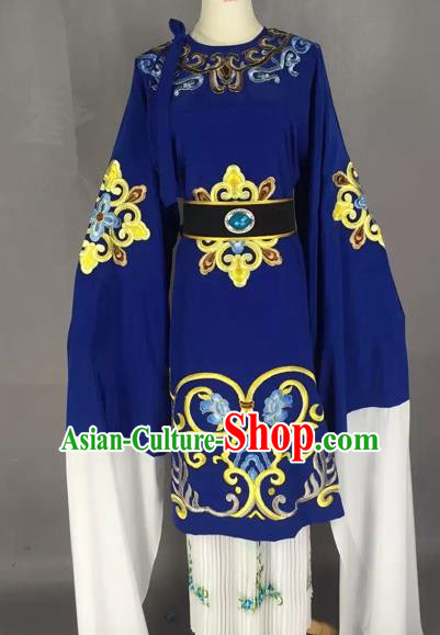 Chinese Beijing Opera Pantaloon Blue Clothing Ancient Old Woman Costume for Adults