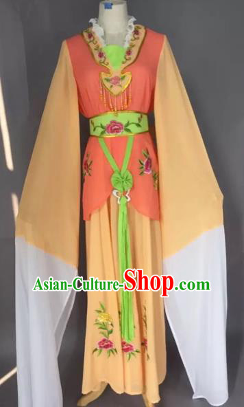 Chinese Beijing Opera Maidservants Orange Clothing Ancient Palace Lady Costume for Adults