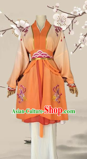 Chinese Ancient Swordswoman Orange Costume Traditional Beijing Opera Martial Arts Women Dress for Adults