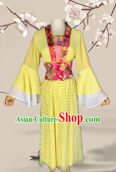 Chinese Ancient Palace Princess Yellow Costume Traditional Beijing Opera Diva Dress for Adults