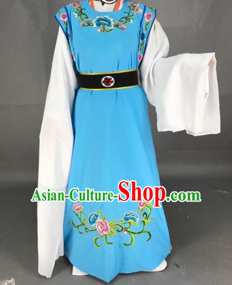 Chinese Beijing Opera Niche Jia Baoyu Blue Clothing Traditional Peking Opera Scholar Costume for Adults