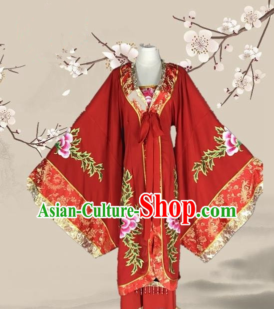 Chinese Ancient Empress Dowager Red Dress Traditional Beijing Opera Pantaloon Costume for Adults