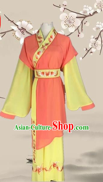 Chinese Ancient Servant Girl Orange Clothing Traditional Beijing Opera Young Lady Costume for Adults