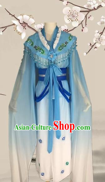 Chinese Ancient Fairy Blue Dress Traditional Beijing Opera Actress Costume for Adults