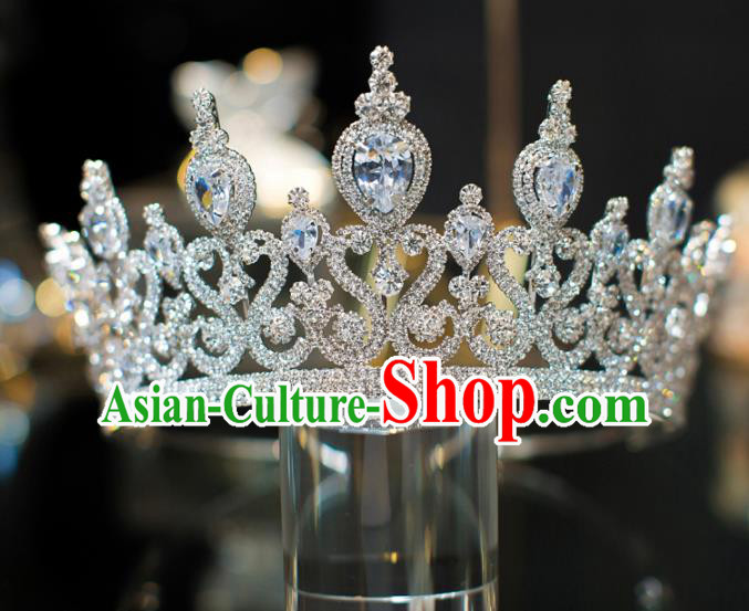 Top Grade Bride Hair Accessories Zircon Crystal Royal Crown Headwear for Women