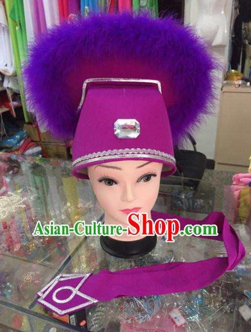 Chinese Traditional Beijing Opera Niche Purple Hat for Men