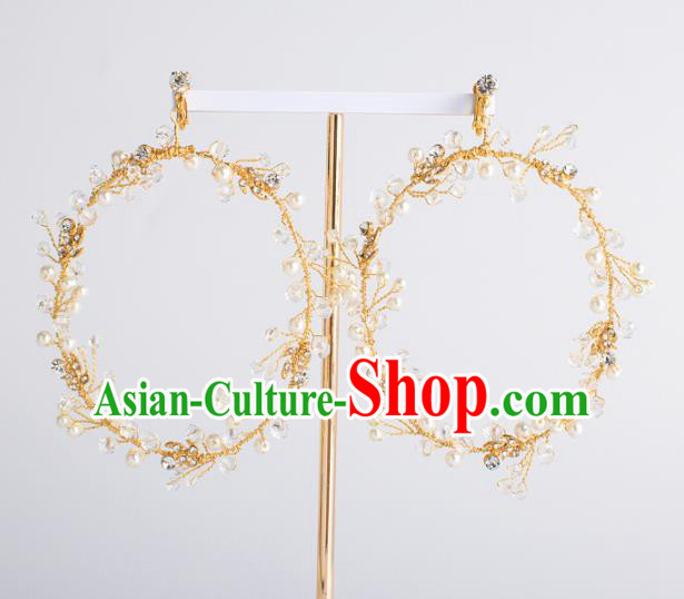 Top Grade Bride Wedding Accessories Golden Earrings for Women