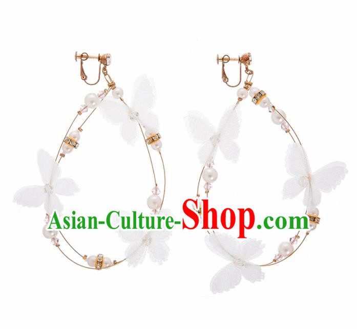 Top Grade Bride Wedding Accessories White Silk Earrings for Women