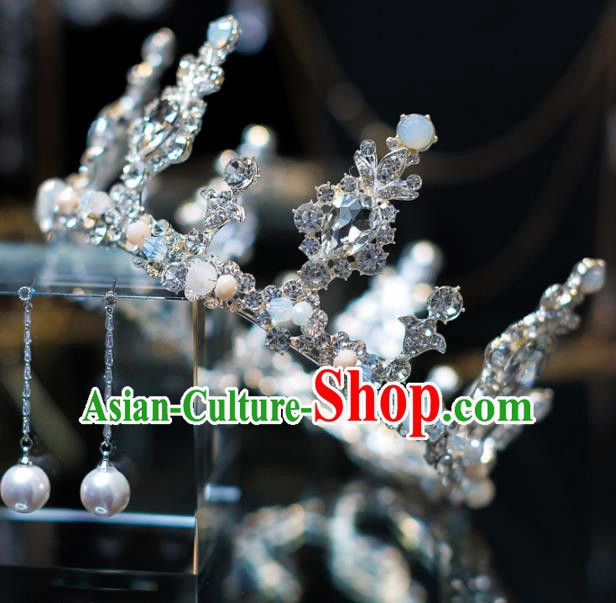 Top Grade Bride Hair Accessories Crystal Round Royal Crown Headwear for Women