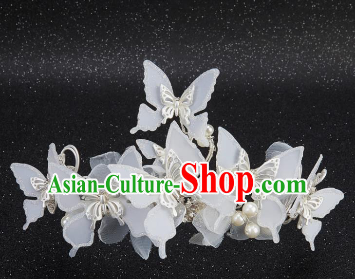 Top Grade Wedding Hair Accessories Bride Silk Butterfly Royal Crown Headwear for Women