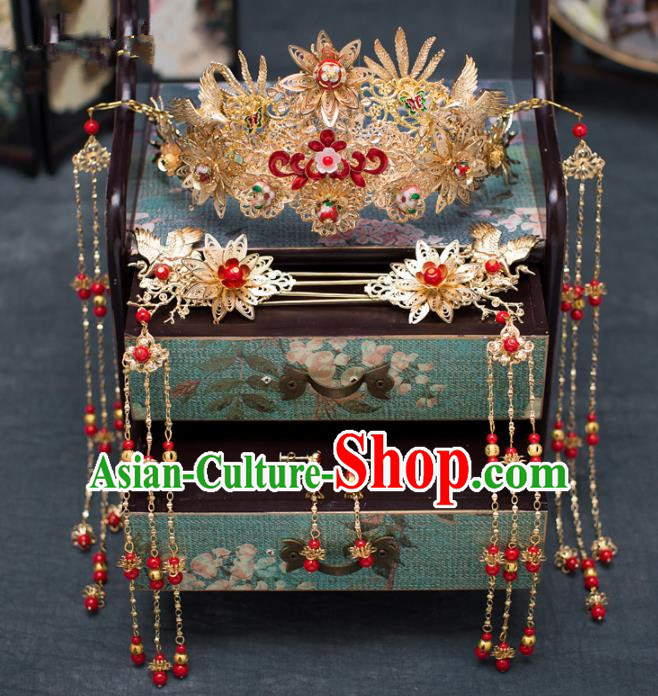 Chinese Ancient Phoenix Coronet Wedding Hair Accessories Traditional Hairpins for Women