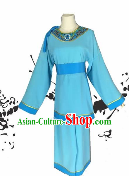 Chinese Beijing Opera Livehand Blue Clothing Traditional Peking Opera Servant Costume for Adults