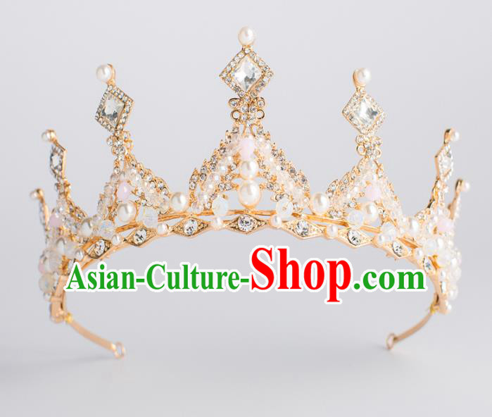 Top Grade Wedding Hair Accessories Bride Crystal Golden Royal Crown Headwear for Women