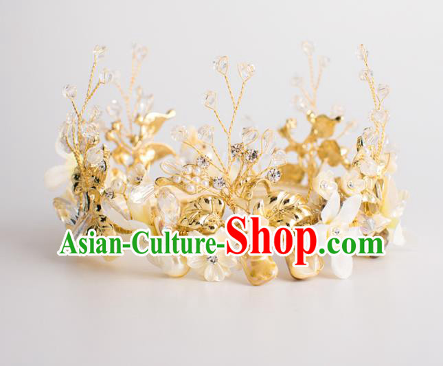 Top Grade Wedding Hair Accessories Bride Retro Round Pearls Shell Royal Crown for Women