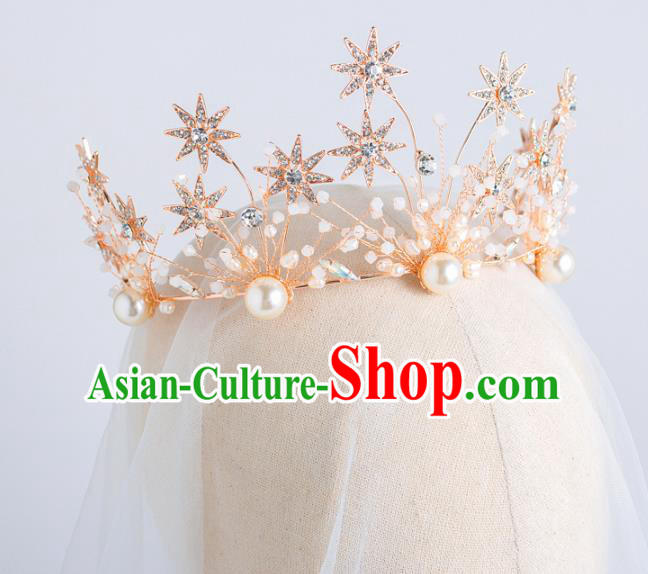 Top Grade Wedding Hair Accessories Bride Retro Crystal Star Royal Crown for Women