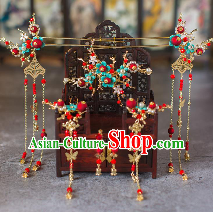 Chinese Ancient Golden Tassel Hair Comb Wedding Hair Accessories Traditional Hairpins for Women