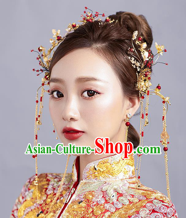 Chinese Ancient Wedding Tassel Step Shake Hair Accessories Traditional Hairpins for Women