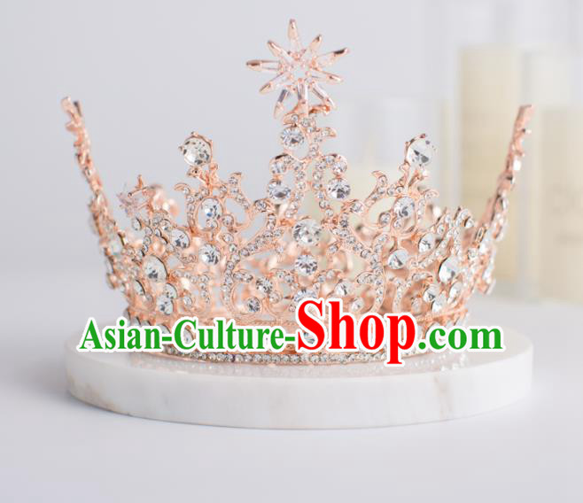 Top Grade Wedding Hair Accessories Bride Retro Pink Round Royal Crown for Women