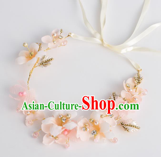 Top Grade Bride Wedding Hair Accessories Pink Flowers Hair Clasp for Women