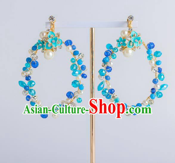 Top Grade Bride Wedding Ear Accessories Blue Earrings for Women