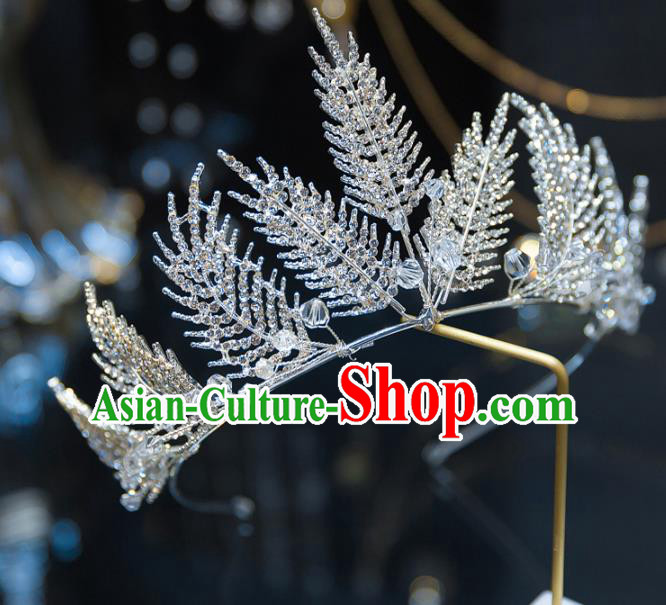 Top Grade Wedding Hair Accessories Baroque Princess Retro Crystal Leaf Royal Crown for Women