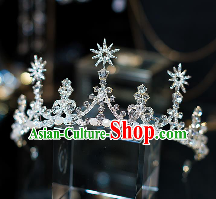 Top Grade Baroque Queen Zircon Royal Crown Wedding Bride Hair Accessories for Women