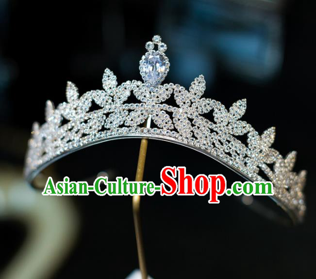 Top Grade Baroque Princess Zircon Royal Crown Wedding Bride Hair Accessories for Women