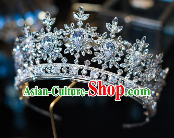 Top Grade Baroque Princess Headwear Zircon Royal Crown Wedding Bride Hair Accessories for Women