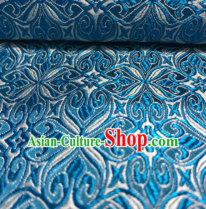 Asian Chinese Traditional Royal Pattern Blue Brocade Fabric Silk Fabric Chinese Fabric Material