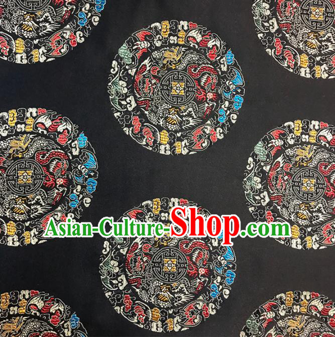 Asian Chinese Traditional Royal Pattern Black Brocade Fabric Silk Fabric Chinese Fabric Material