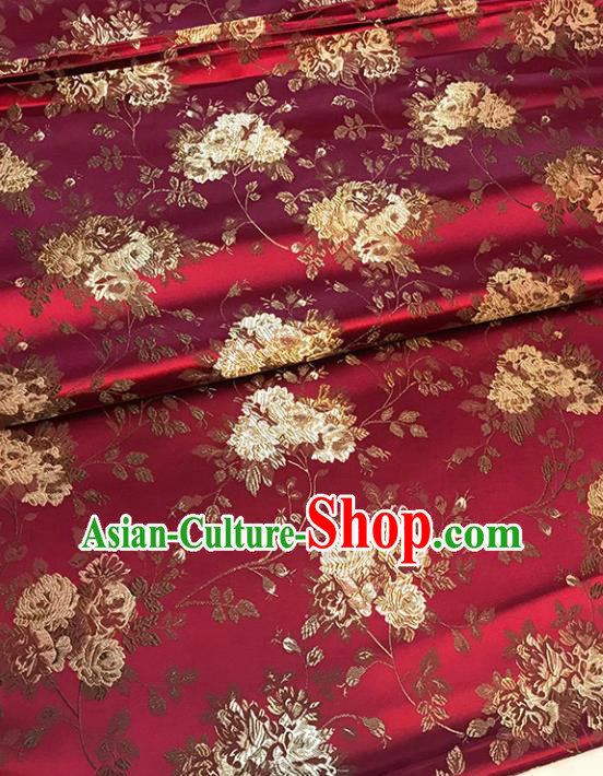 Asian Chinese Traditional Palace Pattern Wine Red Brocade Fabric Silk Fabric Chinese Fabric Material